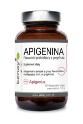 Kenay Apigenin dietary supplement bottle, 60 vegetarian capsules, grapefruit-derived flavonoid for prostate health.
